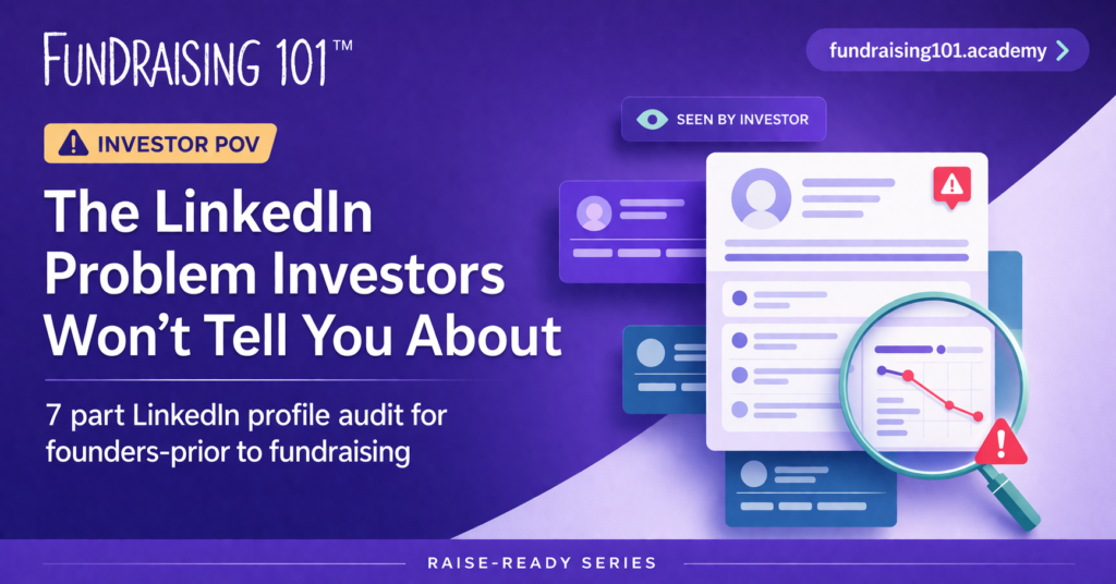 Graphic image showing Fundraising 101 LinkedIn article on profile audit prior to fundraising